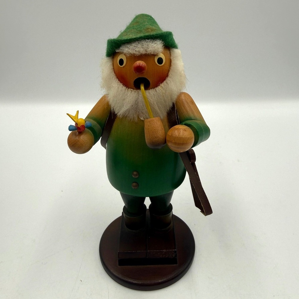 Vintage 1984 Steinbach Signed Wooden Smoker Hunter Woodsman West Germany 8.5"